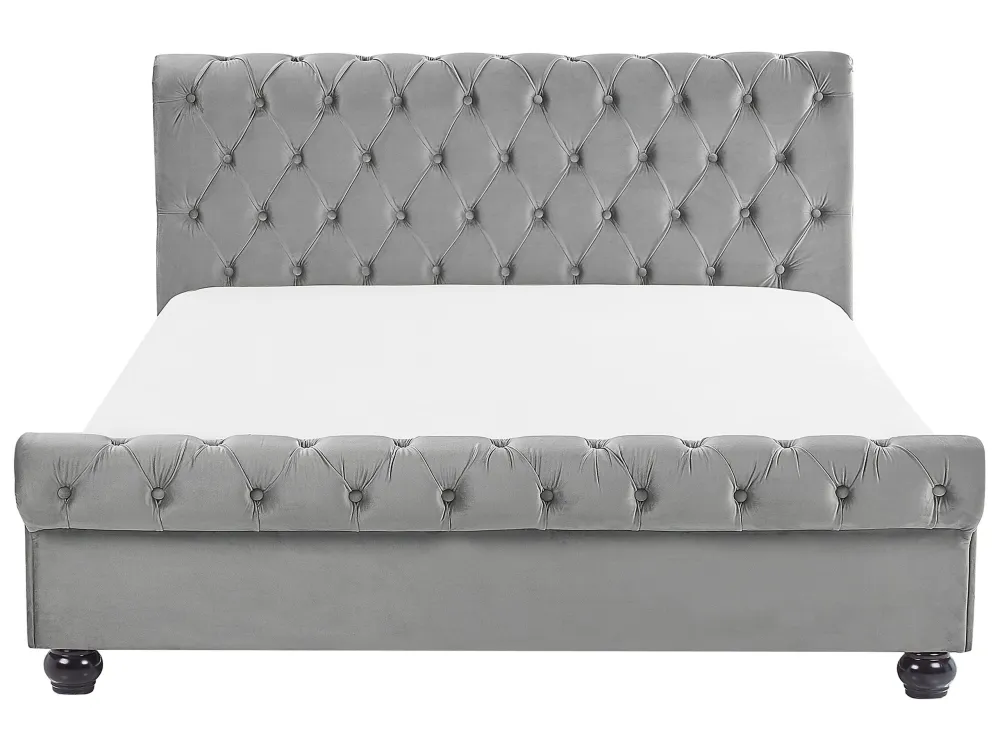 Velvet EU King Size Bed Grey AVALLON