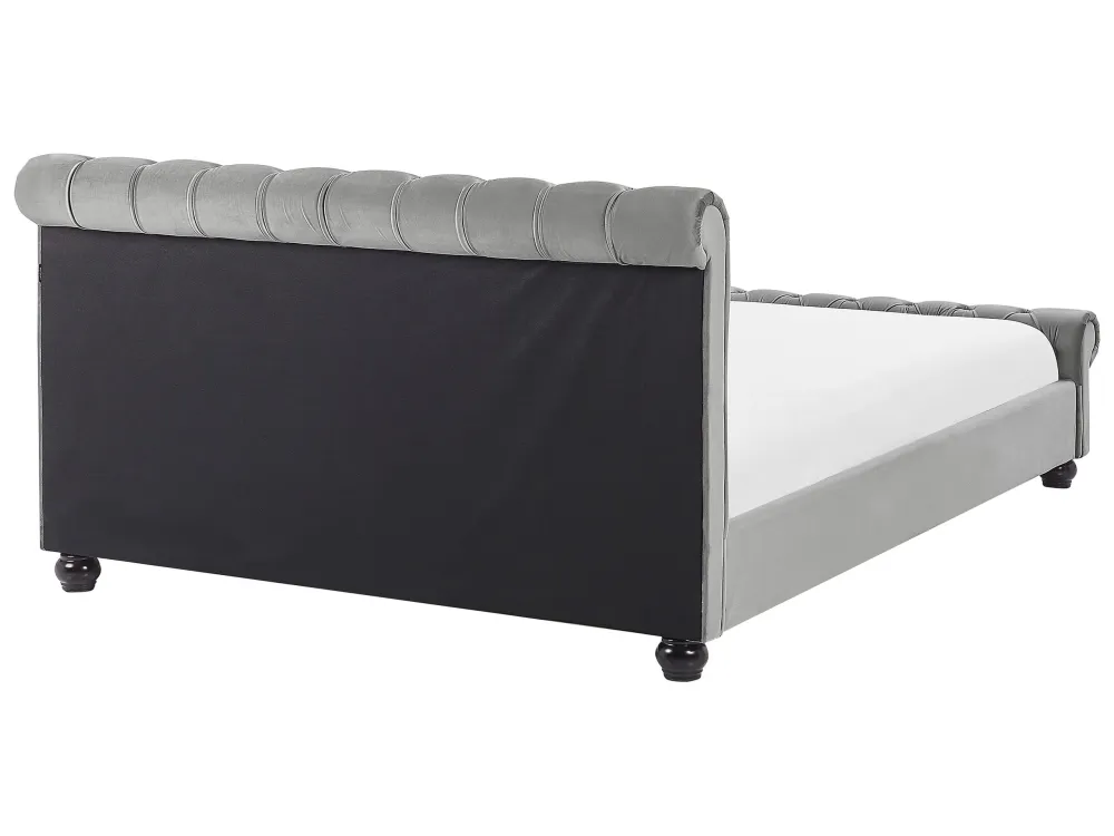 Velvet EU King Size Bed Grey AVALLON