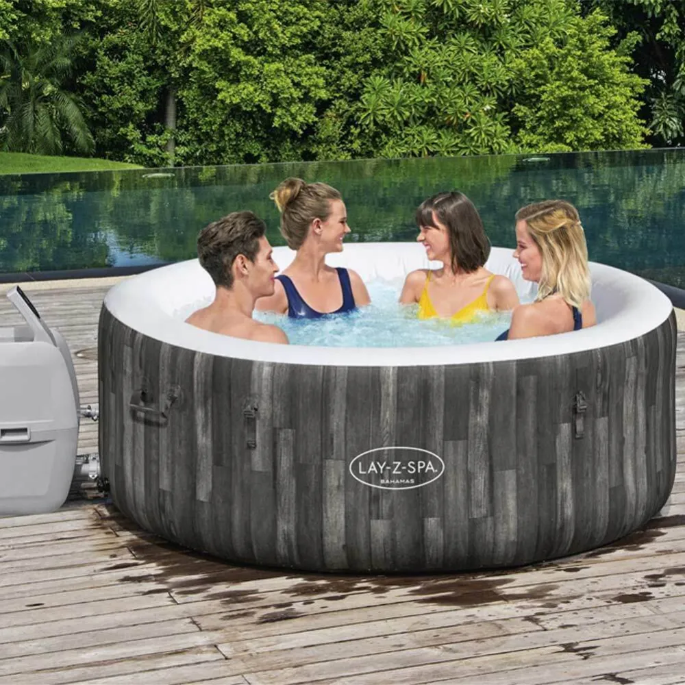 Piscina Spa Rotonda con Idromassaggio Jacuzzi Massaggiante con 120 Getti di Aria