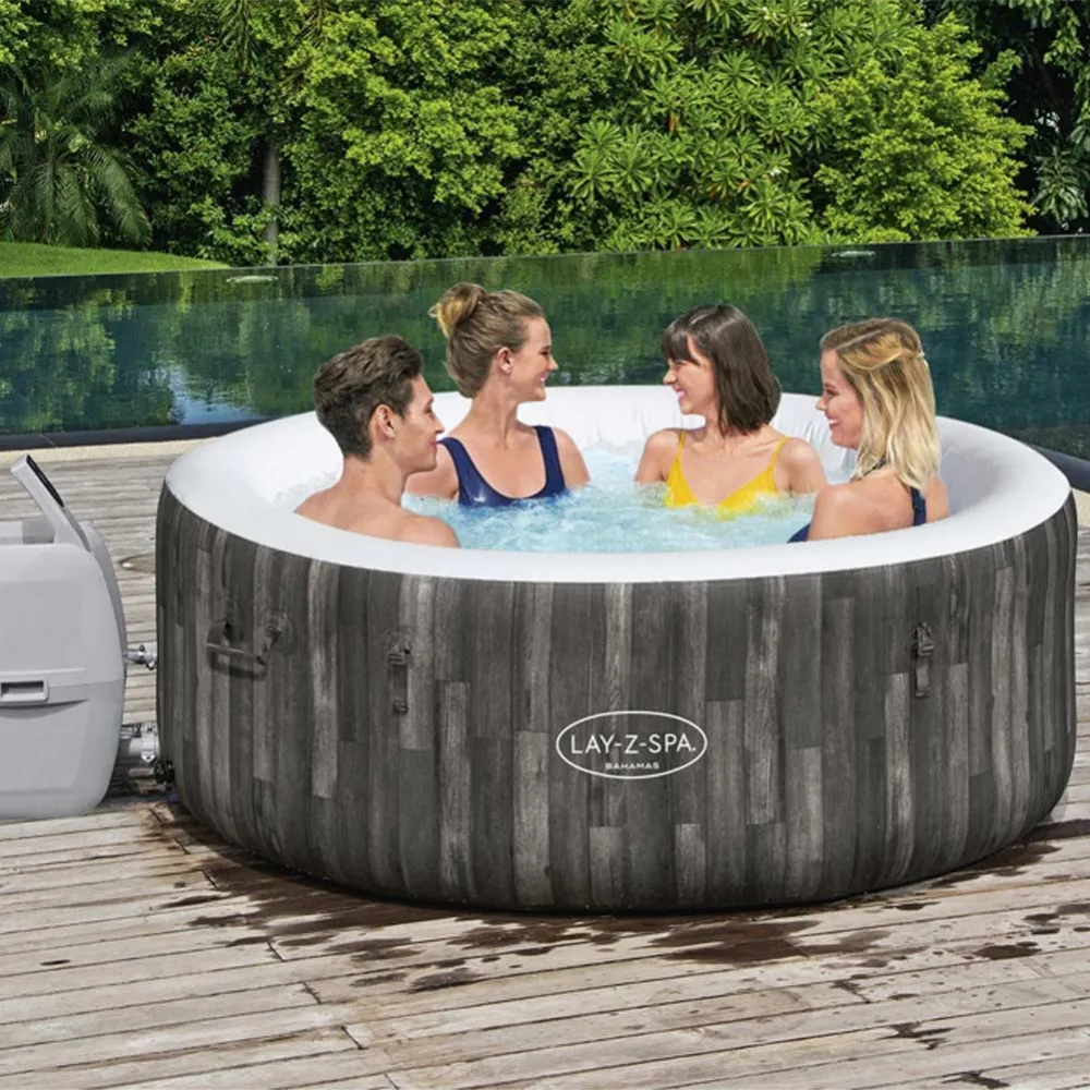 Piscina Spa Rotonda con Idromassaggio Jacuzzi Massaggiante con 120 Getti di Aria