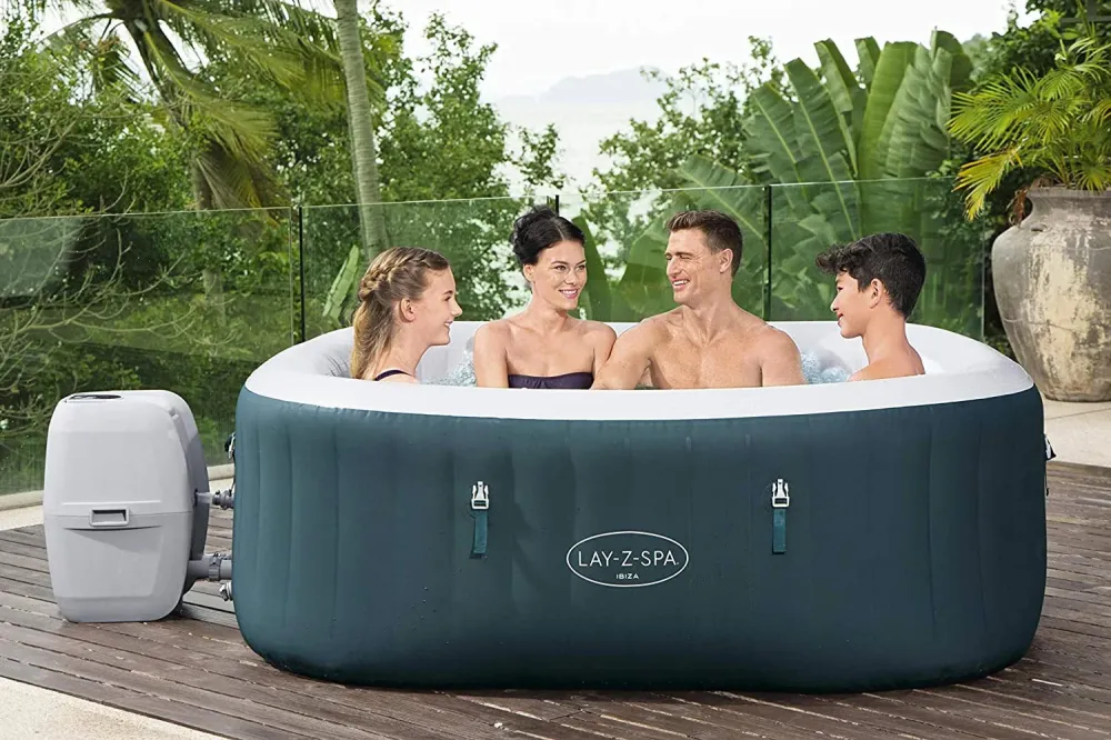 Piscina Idromassaggio Gonfiabile Riscaldata Ø180 cm 6 Persone Bestway Ibiza Lay-Z Air Jet