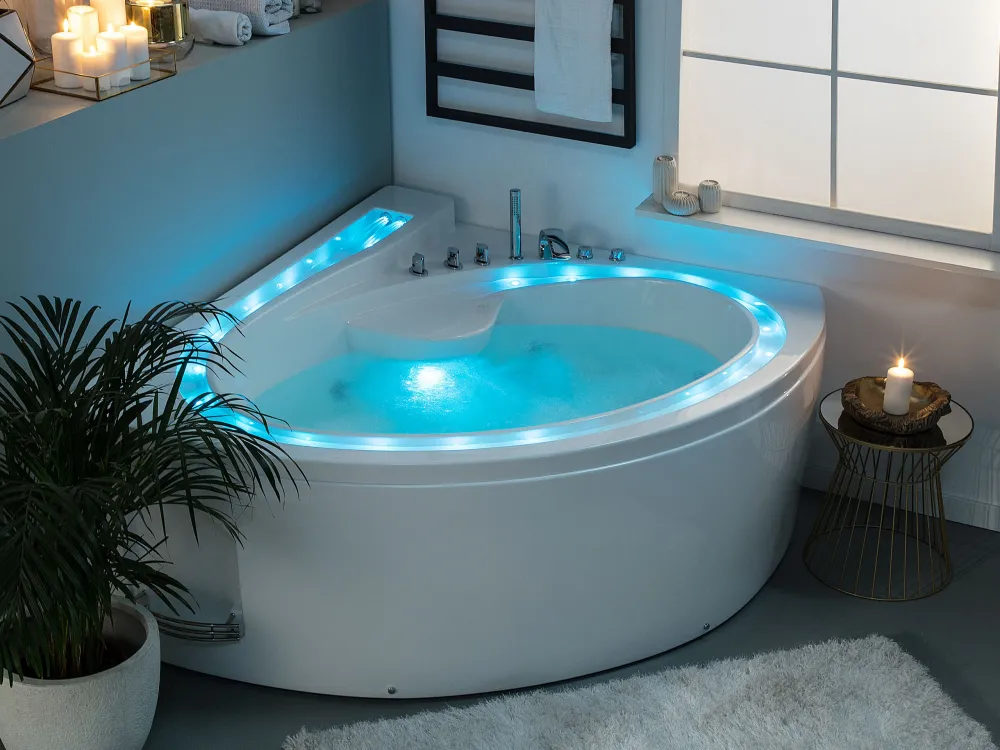 Riscaldamento Integrato Vasca da bagno bianca con idromassaggio 206 x 165 cm PELICAN