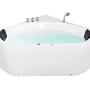 Spa con Rivestimento Legno Vasca da bagno idromassaggio angolare bianca 140 x 140 cm MEVES