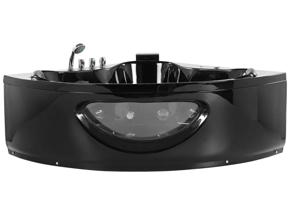 Spa da Esterno Vasca idromassaggio angolare nera LED 190 x 150 cm TOCOA