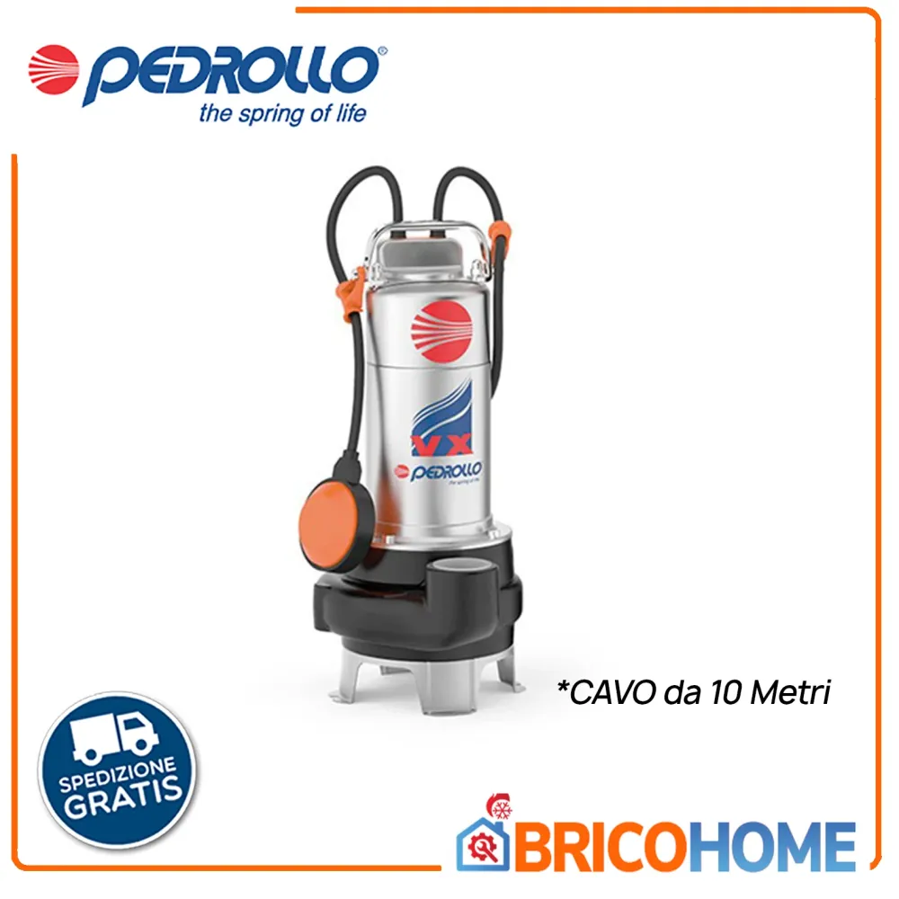 Vasca Idromassaggio Acrilica Elettropompa sommergibile PEDROLLO VXm 10/35 per drenaggio pozzi neri e liquami CAVO 10 METRI...