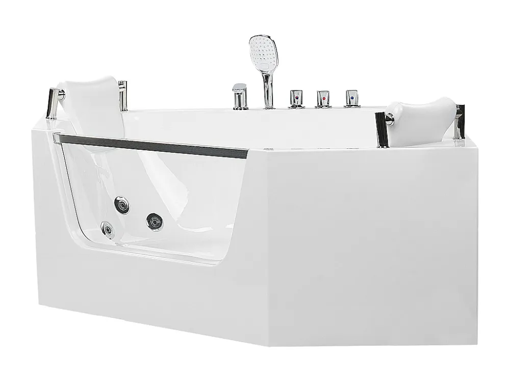 Vasca idromassaggio angolare bianca 150 x 150 cm CANTALLA con Sistema di Filtrazione Integrato