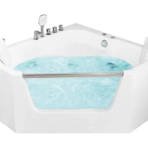 Vasca idromassaggio angolare bianca 150 x 150 cm CANTALLA per 4-6 Persone