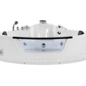 Vasca idromassaggio angolare bianca LED 198 x 144 cm MARTINICA con 40 Getti Idromassaggio