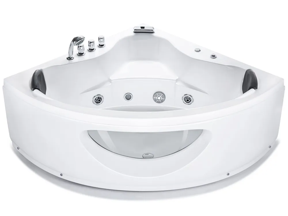 Vasca idromassaggio angolare bianca LED 205 x 146 cm TOCOA con Sistema di Filtrazione Integrato