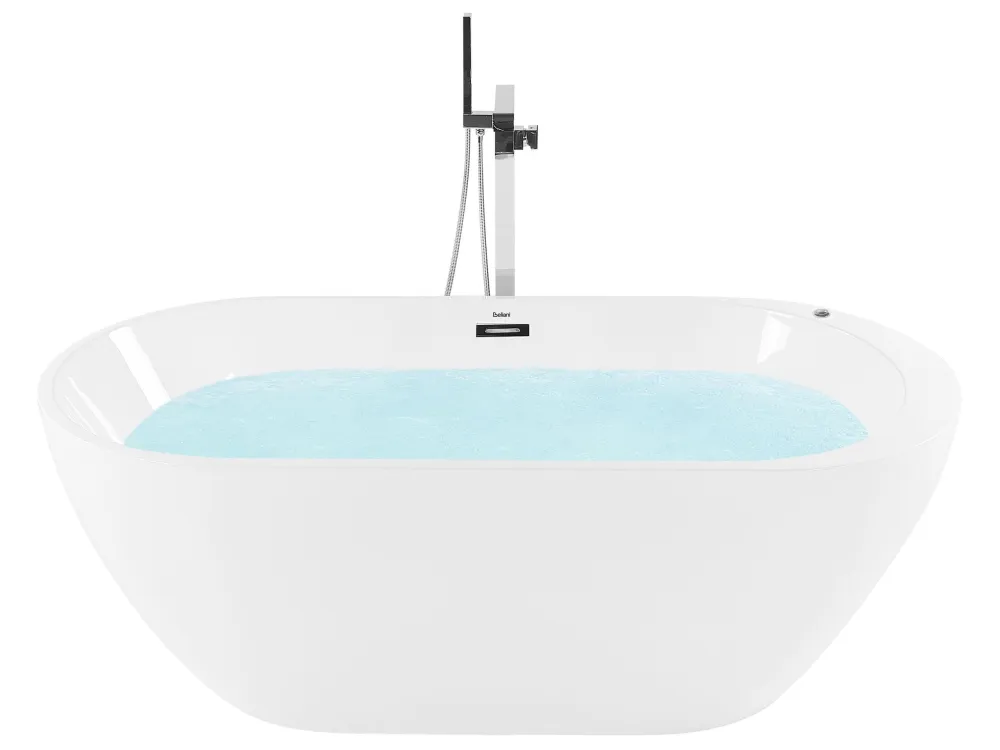 Vasca idromassaggio LED acrilico bianco 170 x 80 cm NEVIS con Sistema di Filtrazione Integrato