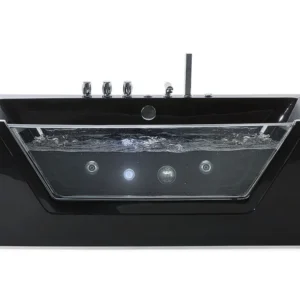 Vasca idromassaggio nera con LED 174 x 79 cm SAMANA | Riscaldamento Efficiente |