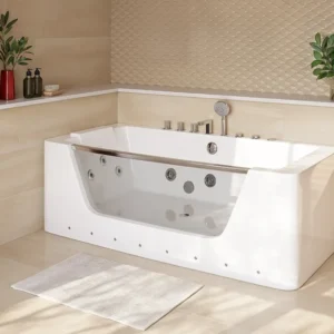 Vasca idromassaggio vetri LED DYONA 1 posto 260L bianca per 4-6 Persone
