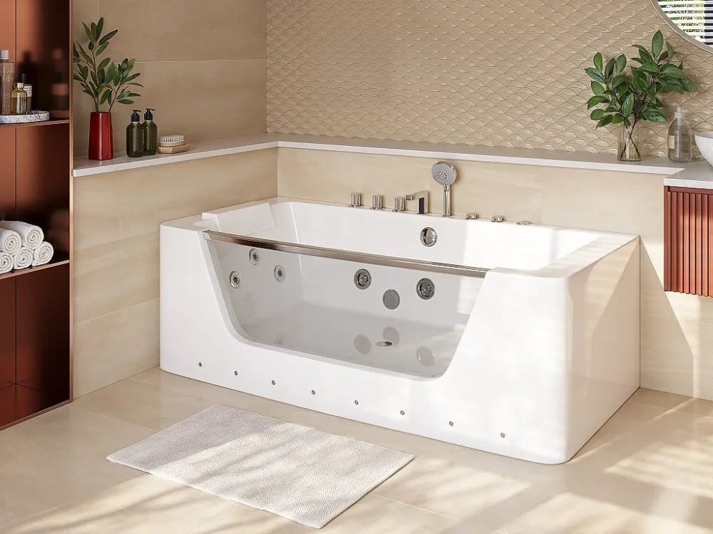 Vasca idromassaggio vetri LED DYONA 1 posto 260L bianca per 4-6 Persone