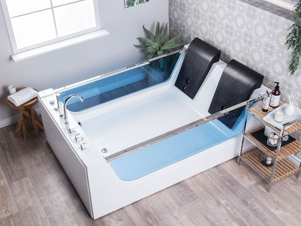 Vasca da bagno con idromassaggio e LED 180 x 120 cm CURACAO con Garanzia