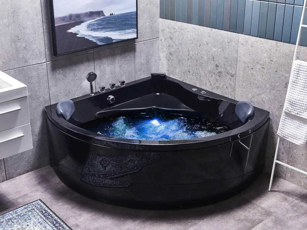 Vasca da bagno idromassaggio nera con LED 197 x 140 cm BARACOA Blu Mare