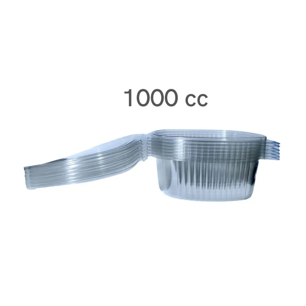 Vaschette Plastica PET per Alimenti 1000cc con Coperchio Trasparente Usa e Getta - 50 Pezzi