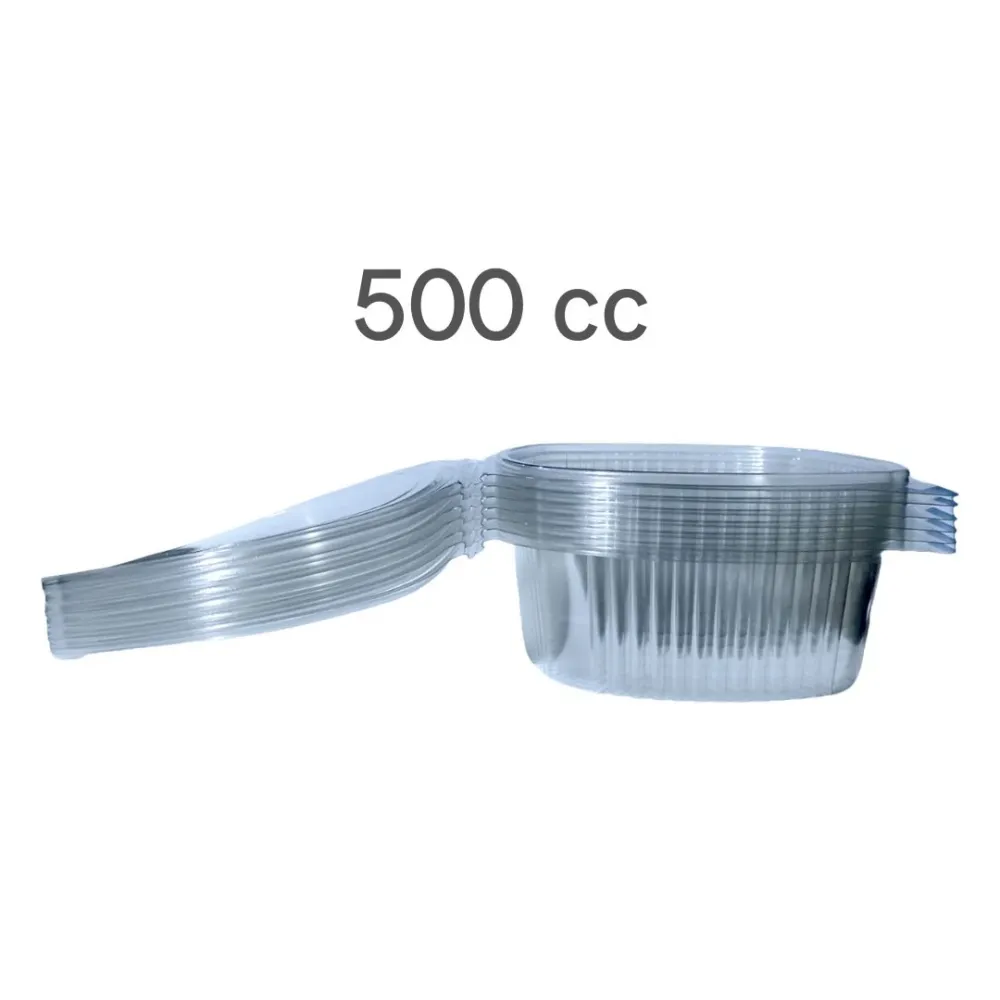 Vaschette Plastica PET per Alimenti 500cc con Coperchio Trasparente Usa e Getta - 100 Pezzi