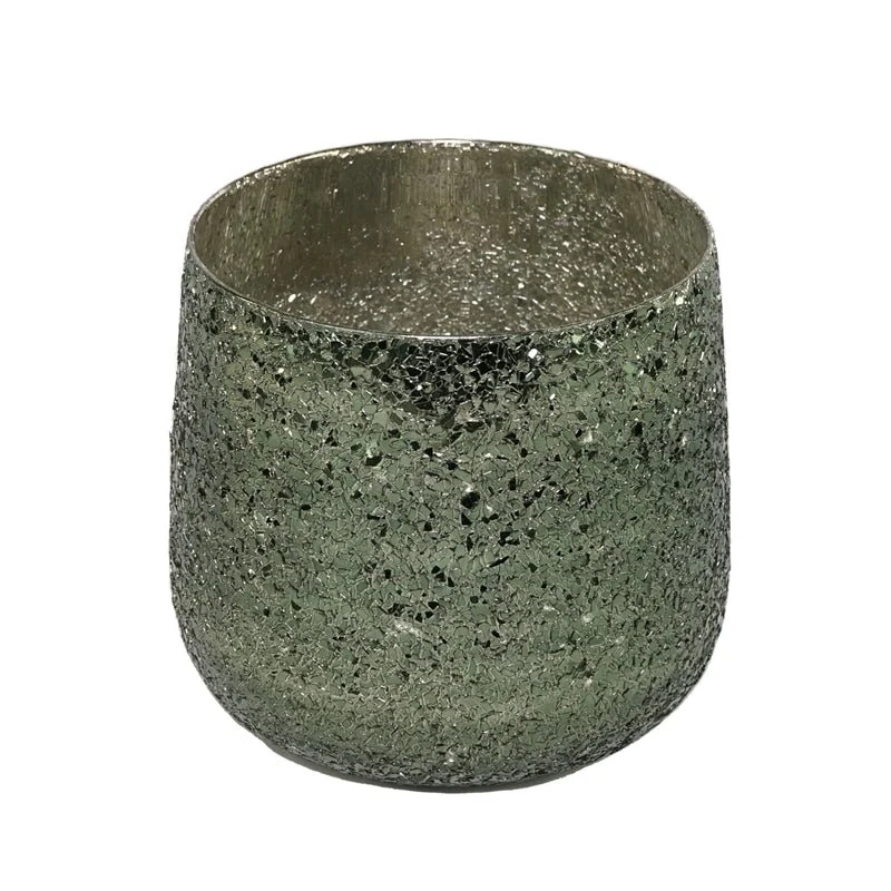 Vaso Verde Vetro Decorativo – Diametro 19 cm