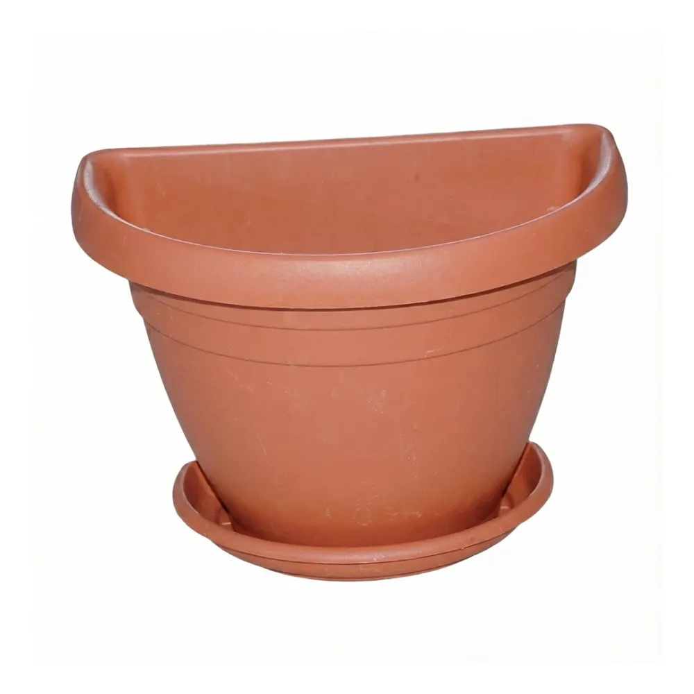 Set 6 Vasi Mezzotondi MIMOSA ICS con Sottovaso Terracotta 30x20x22 cm