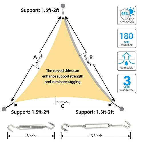 Ohuhu Tenda Vela Parasole 3,6 x x m Telo da Sole 3,6m x x