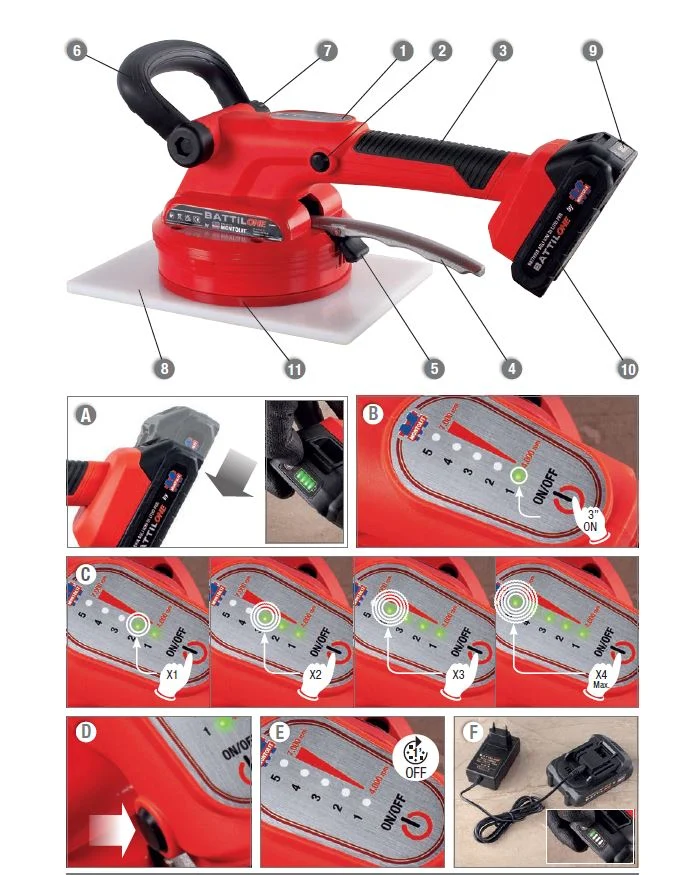 Montolit - Ventosa Battente BATTILONE con 2 batterie Li-ON 20V