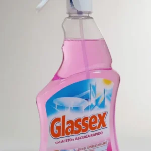 Glassex Vetri con Aceto Spray 500ml | Detergente 3in1 Brillantezza, Anticalcare e Anti-Odori | Asciugatura Rapida Zero Aloni