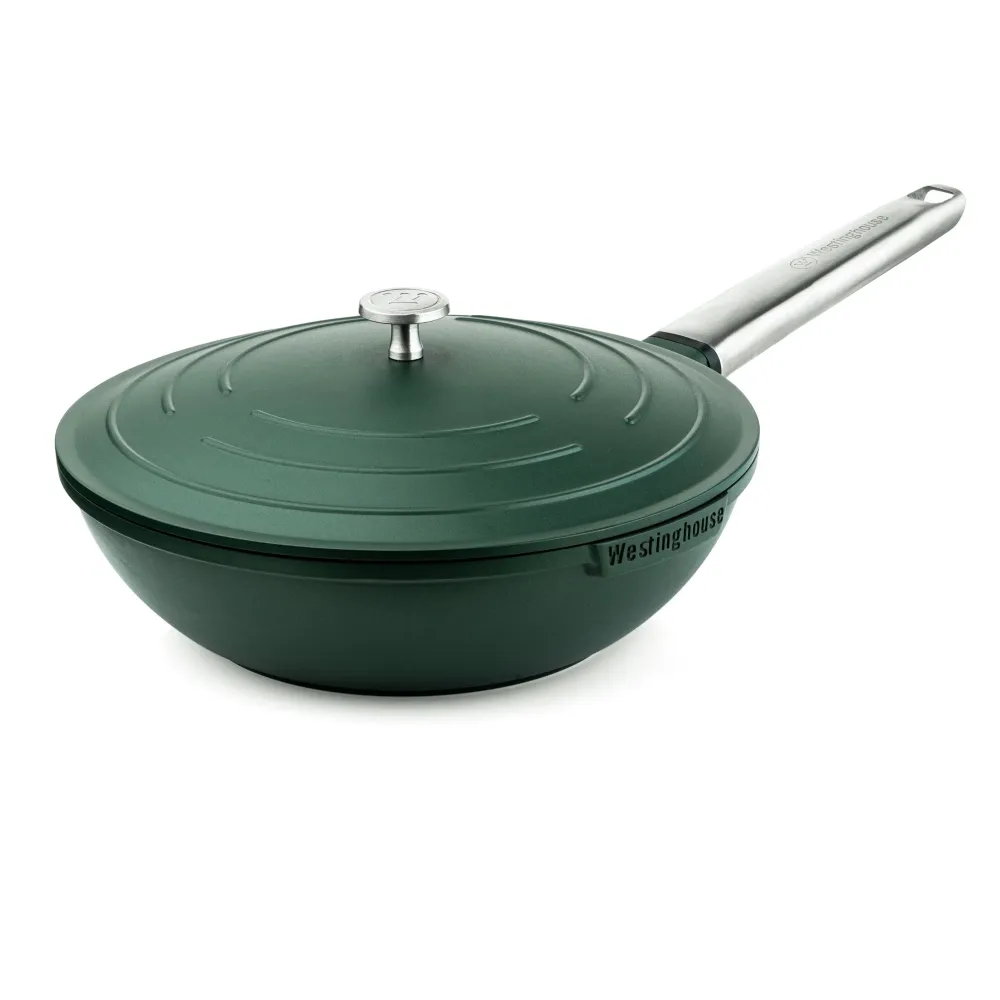 Westinghouse Padella Wok - Wok da 28 cm con coperchio - Verde