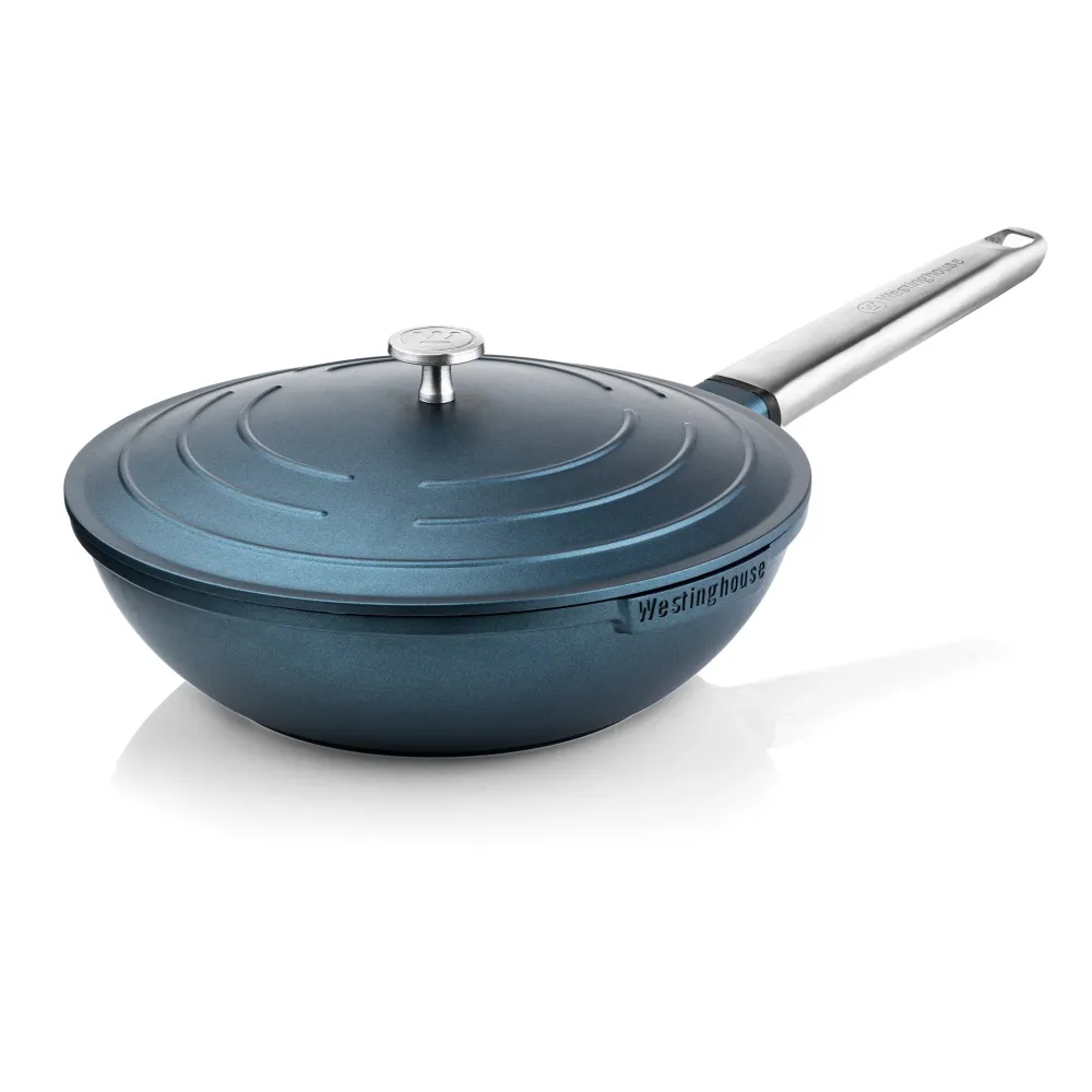 Westinghouse Padella Wok - Wok da 28 cm con coperchio - Blu