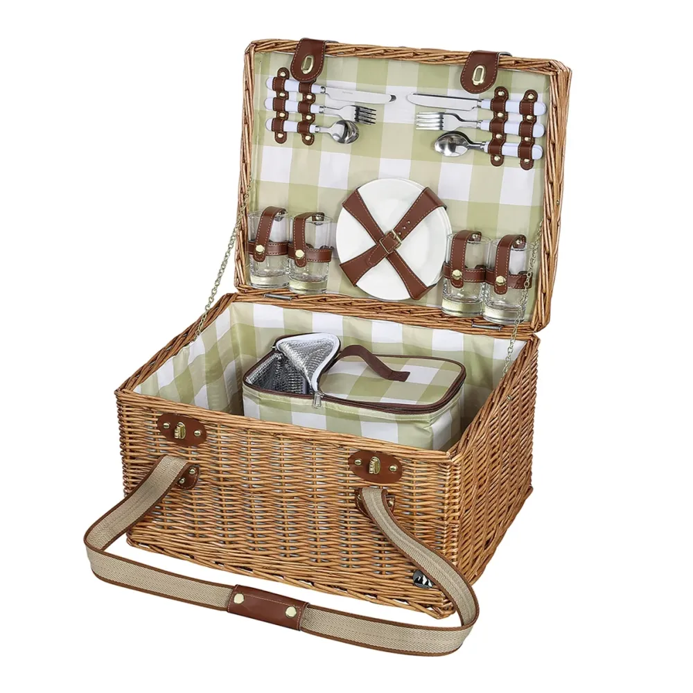 Con Portabicchieri DORIO Cestino da picnic con borsa termica Cilio rimovibile